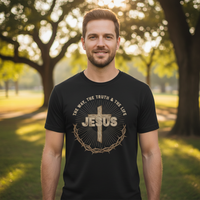 Load image into Gallery viewer, Jesus The Way, The Truth, The Life With Cross – Heavyweight Cotton T-Shirt